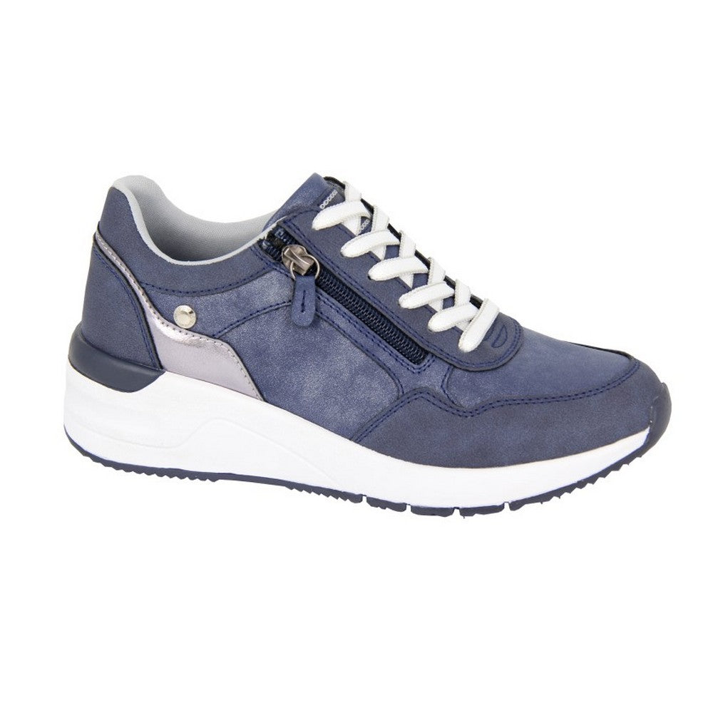 Navy-Silver - Front - Cipriata Womens-Ladies Trainers