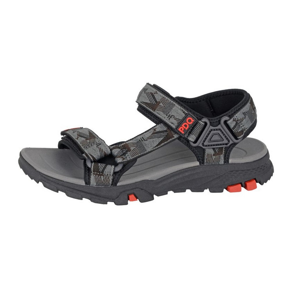 Grey-Black - Front - PDQ Mens Logo Sandals