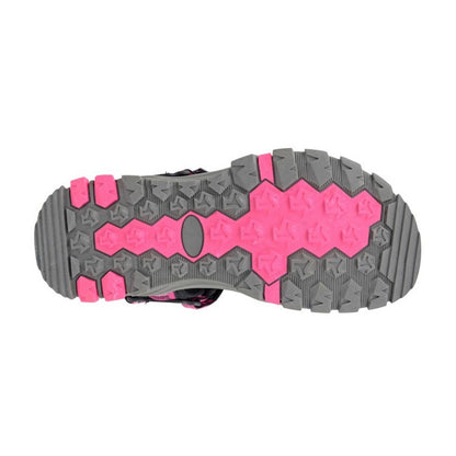 Fuchsia-Black - Side - PDQ Womens-Ladies Logo Sandals