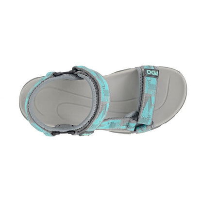 Mint-Grey - Back - PDQ Womens-Ladies Logo Sandals