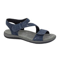 Navy - Front - Mod Comfys Womens-Ladies Foil Print Suede Sandals