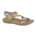 Beige - Front - Mod Comfys Womens-Ladies Foil Print Suede Sandals