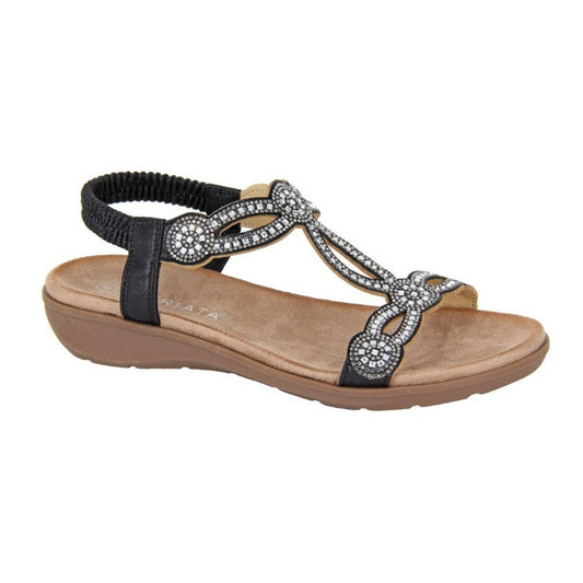 Black - Front - Cipriata Womens-Ladies Giada Shimmer Sandals