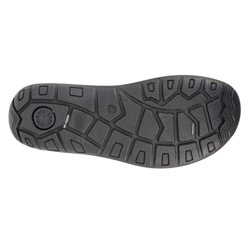 Black - Back - Roamers Mens Nubuck Crossover Strap Mules