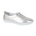 Silver - Front - Mod Comfys Womens-Ladies Metallic Leather Casual Shoes