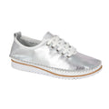 Silver - Front - Mod Comfys Womens-Ladies Softie Leather Casual Shoes
