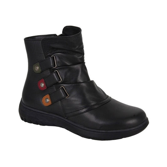 Black - Front - Mod Comfys Womens-Ladies Leather Extra Wide Ankle Boots