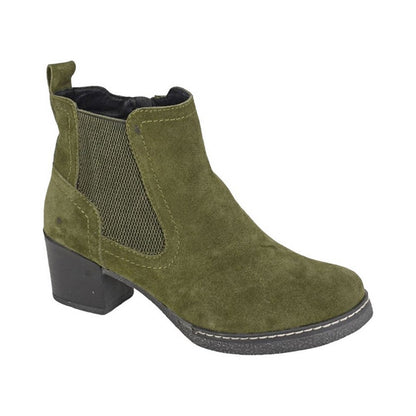 Khaki Green - Front - Cipriata Womens-Ladies Alessina Suede Ankle Boots