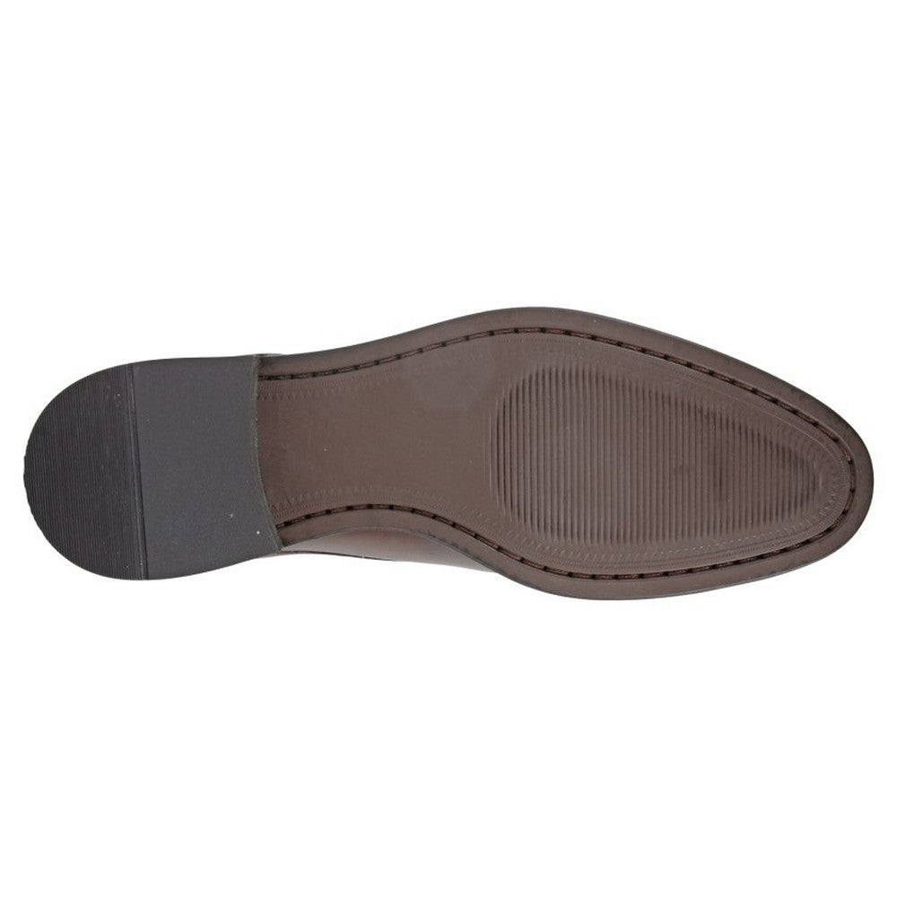 Brown - Back - Roamers Mens Plain Leather Gibson Shoes