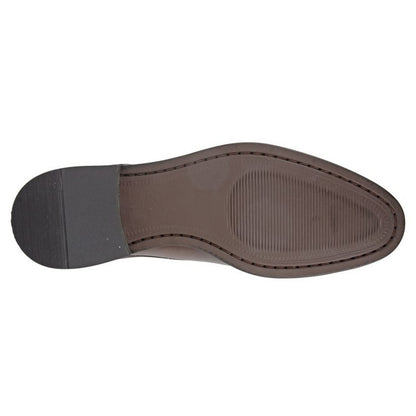 Brown - Back - Roamers Mens Plain Leather Gibson Shoes