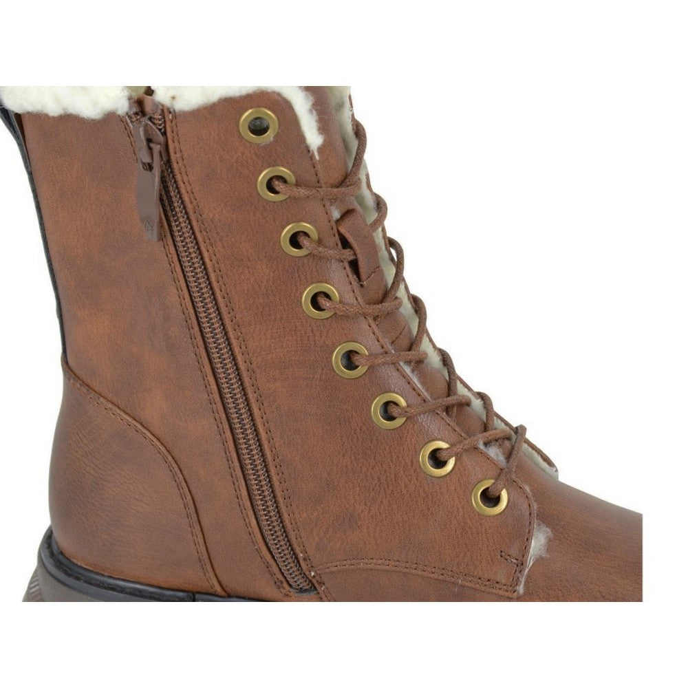 Brown - Side - Cipriata Womens-Ladies Andretta Burnished Ankle Boots