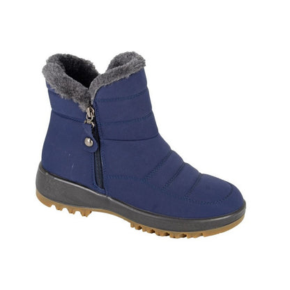 Navy - Front - Boulevard Womens-Ladies Nylon Side Zip Ankle Boots