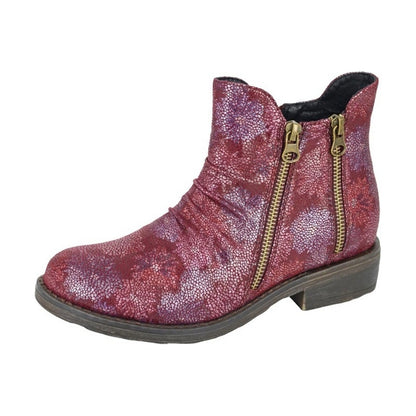 Burgundy - Back - Cipriata Womens-Ladies Agatina Floral Ankle Boots