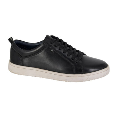 Navy Blue - Front - Roamers Mens Leather Trainers
