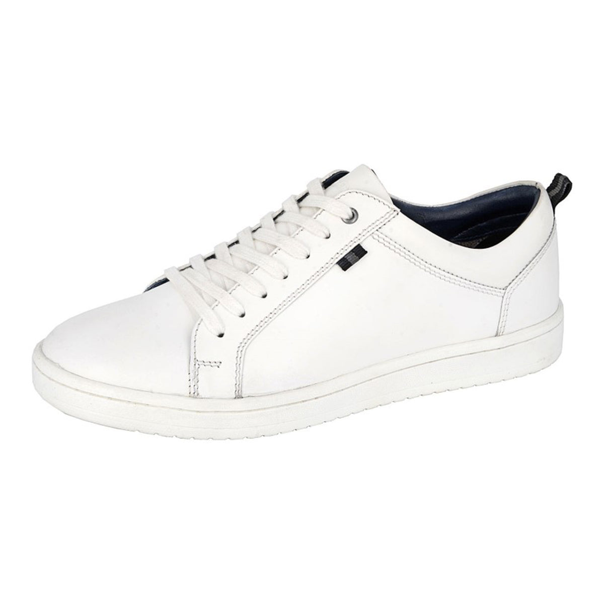 White - Back - Roamers Mens Leather Trainers