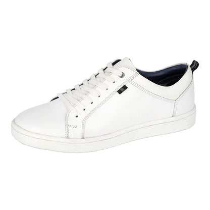 White - Back - Roamers Mens Leather Trainers