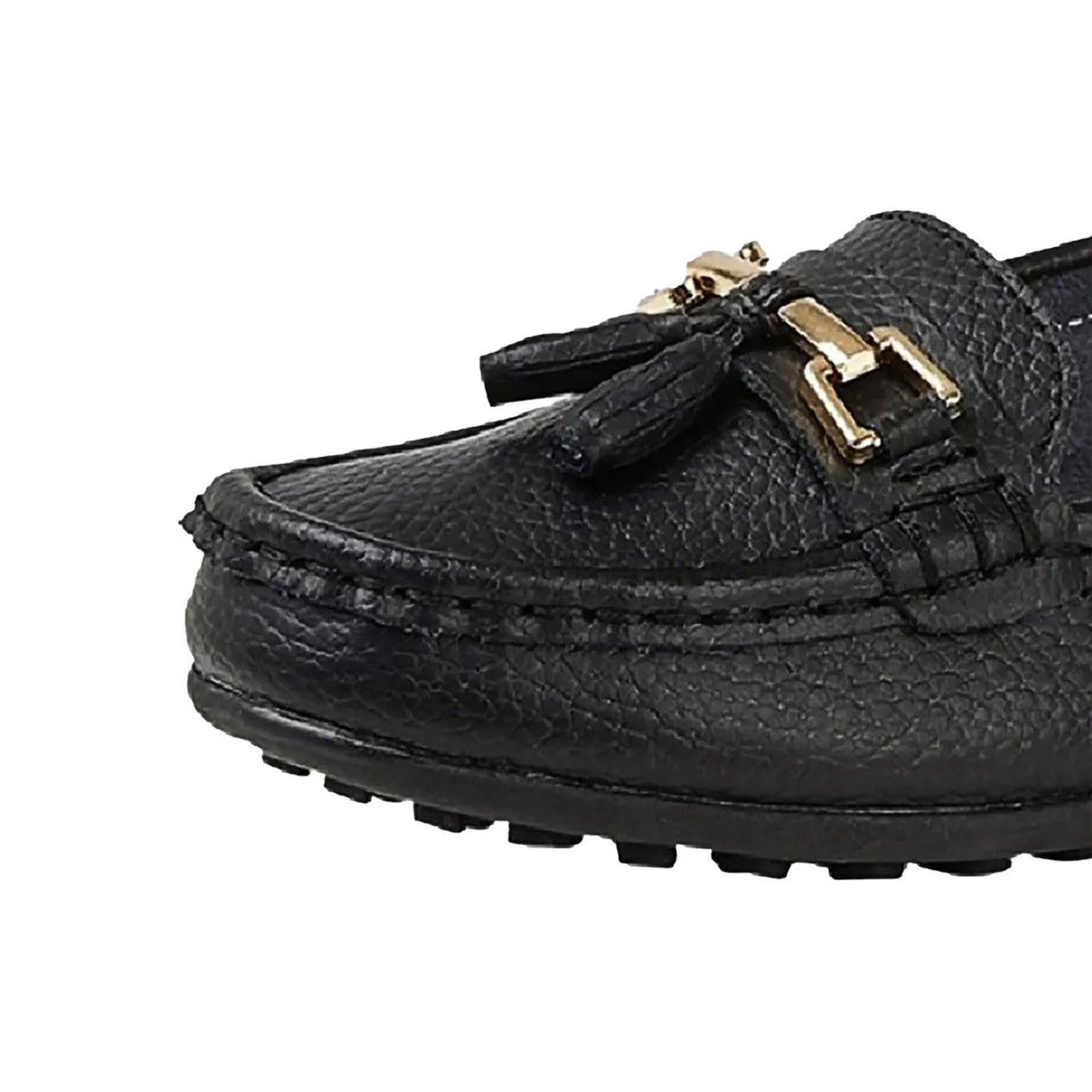 Black - Side - Boulevard Womens-Ladies Action Leather Saddle Loafers
