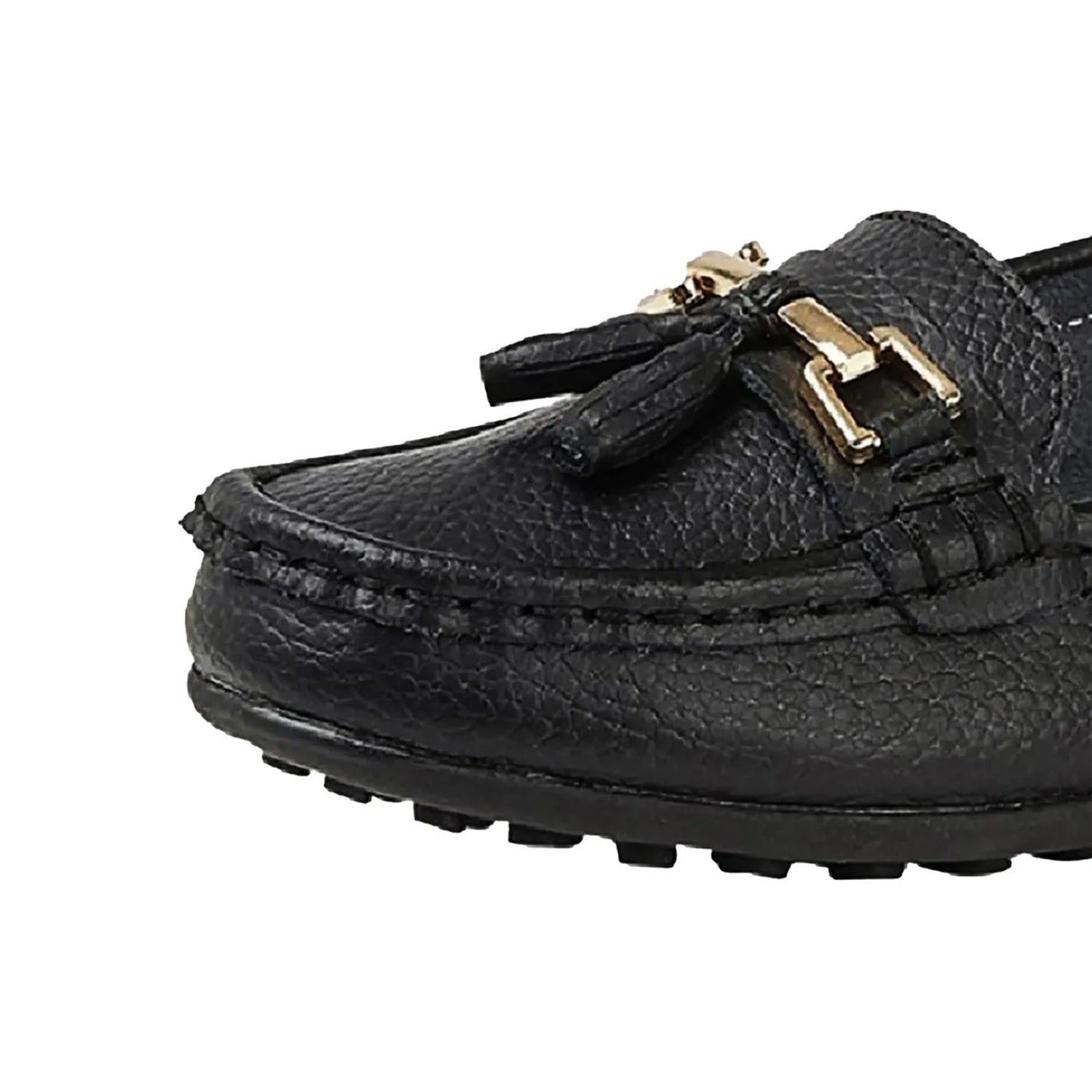 Black - Side - Boulevard Womens-Ladies Action Leather Saddle Loafers