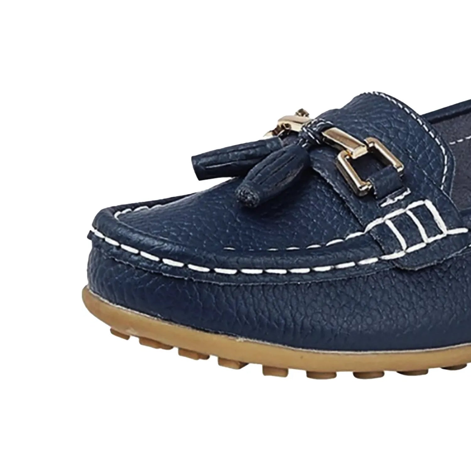 Navy Blue - Side - Boulevard Womens-Ladies Action Leather Saddle Loafers
