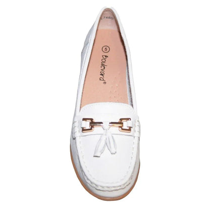White - Back - Boulevard Womens-Ladies Action Leather Saddle Loafers