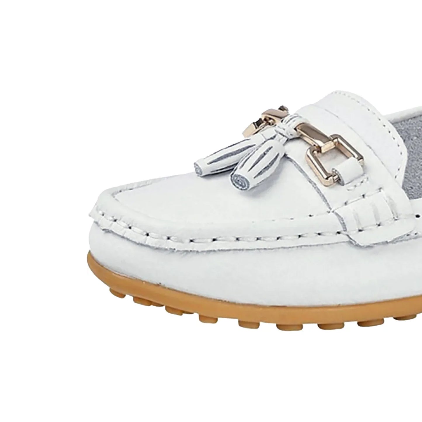 White - Side - Boulevard Womens-Ladies Action Leather Saddle Loafers