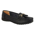 Black - Front - Boulevard Womens-Ladies Action Leather Saddle Loafers