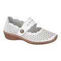White - Front - Boulevard Womens-Ladies Perforated Leather Sandals