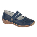 Navy Blue - Front - Boulevard Womens-Ladies Perforated Leather Sandals