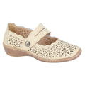 Beige - Front - Boulevard Womens-Ladies Perforated Leather Sandals