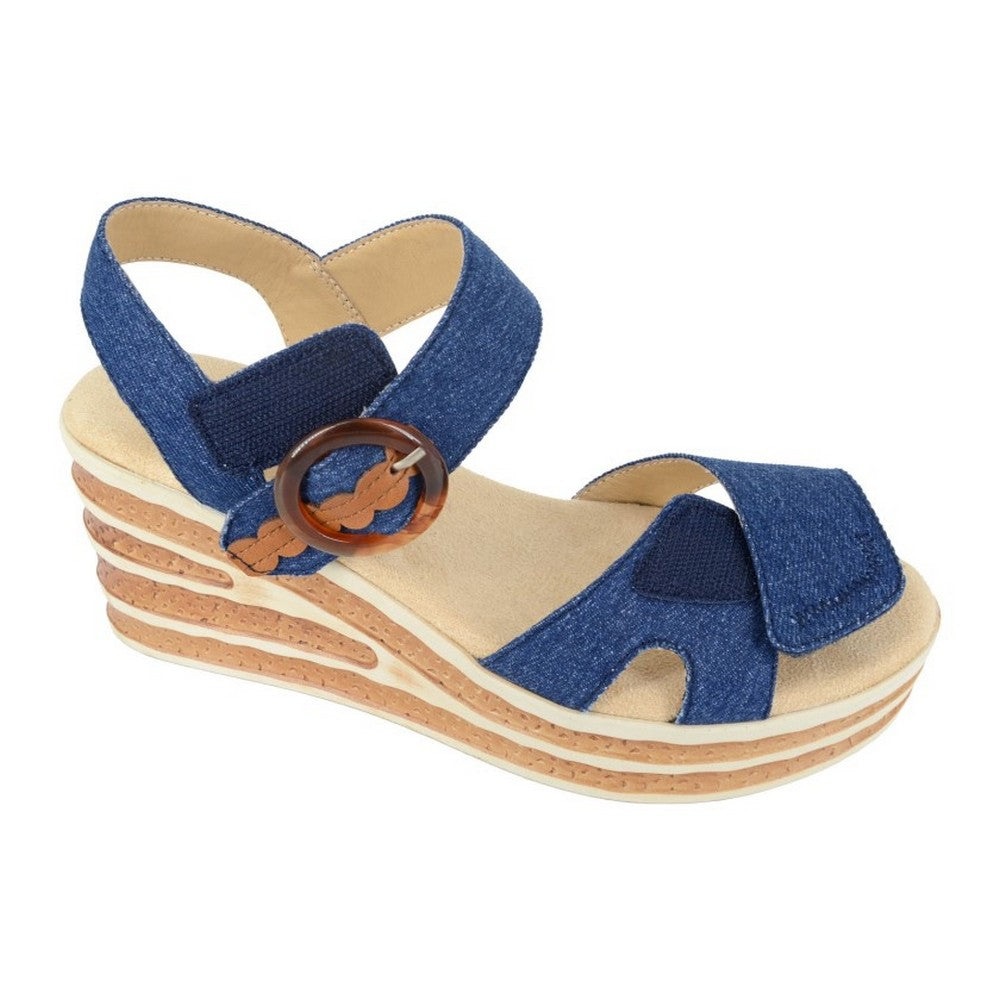 Navy - Side - Cipriata Womens-Ladies Danta Leopard Print Sandals
