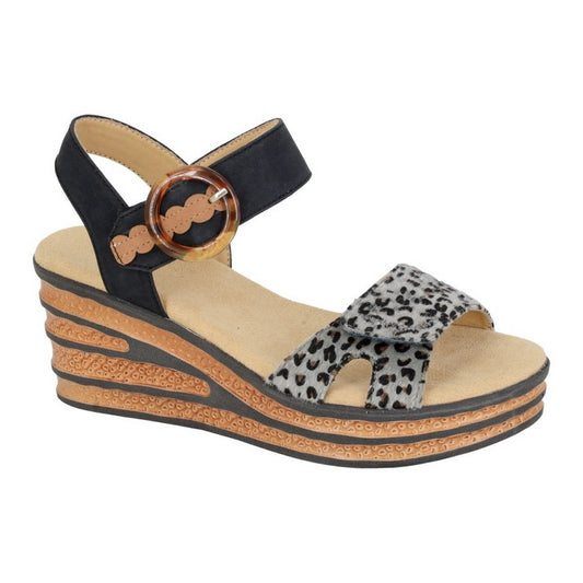 Black - Front - Cipriata Womens-Ladies Danta Leopard Print Sandals