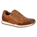 Tan - Front - R21 Mens Leather Trainers