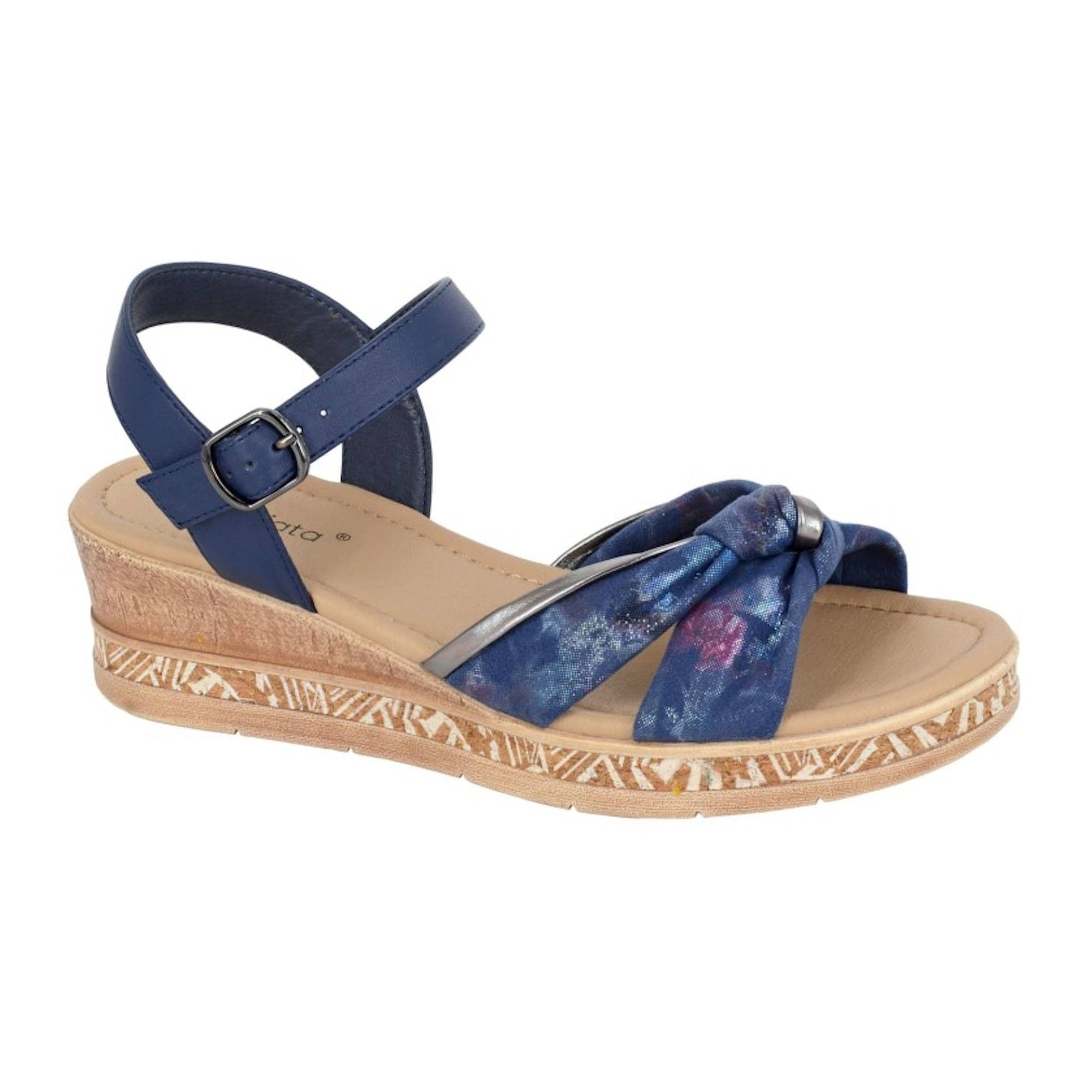 Navy - Front - Cipriata Womens-Ladies Sarina Metallic Sandals