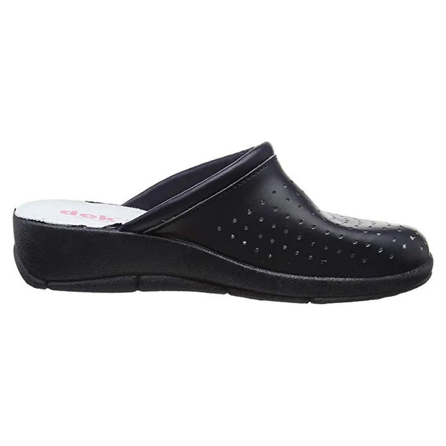Navy Blue - Back - Dek Womens-Ladies Leather Clogs