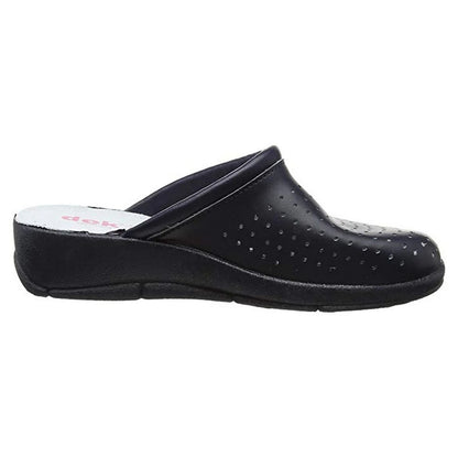 Navy Blue - Back - Dek Womens-Ladies Leather Clogs