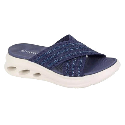 Navy Blue - Front - Cipriata Womens-Ladies Elina Mule Sandals