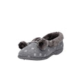 Grey - Front - Sleepers Womens-Ladies Marge Extra Comfort Memory Foam Pom-Pom Polka Dot Cuff Slippers
