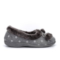 Grey - Back - Sleepers Womens-Ladies Marge Extra Comfort Memory Foam Pom-Pom Polka Dot Cuff Slippers