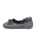 Grey - Side - Sleepers Womens-Ladies Marge Extra Comfort Memory Foam Pom-Pom Polka Dot Cuff Slippers