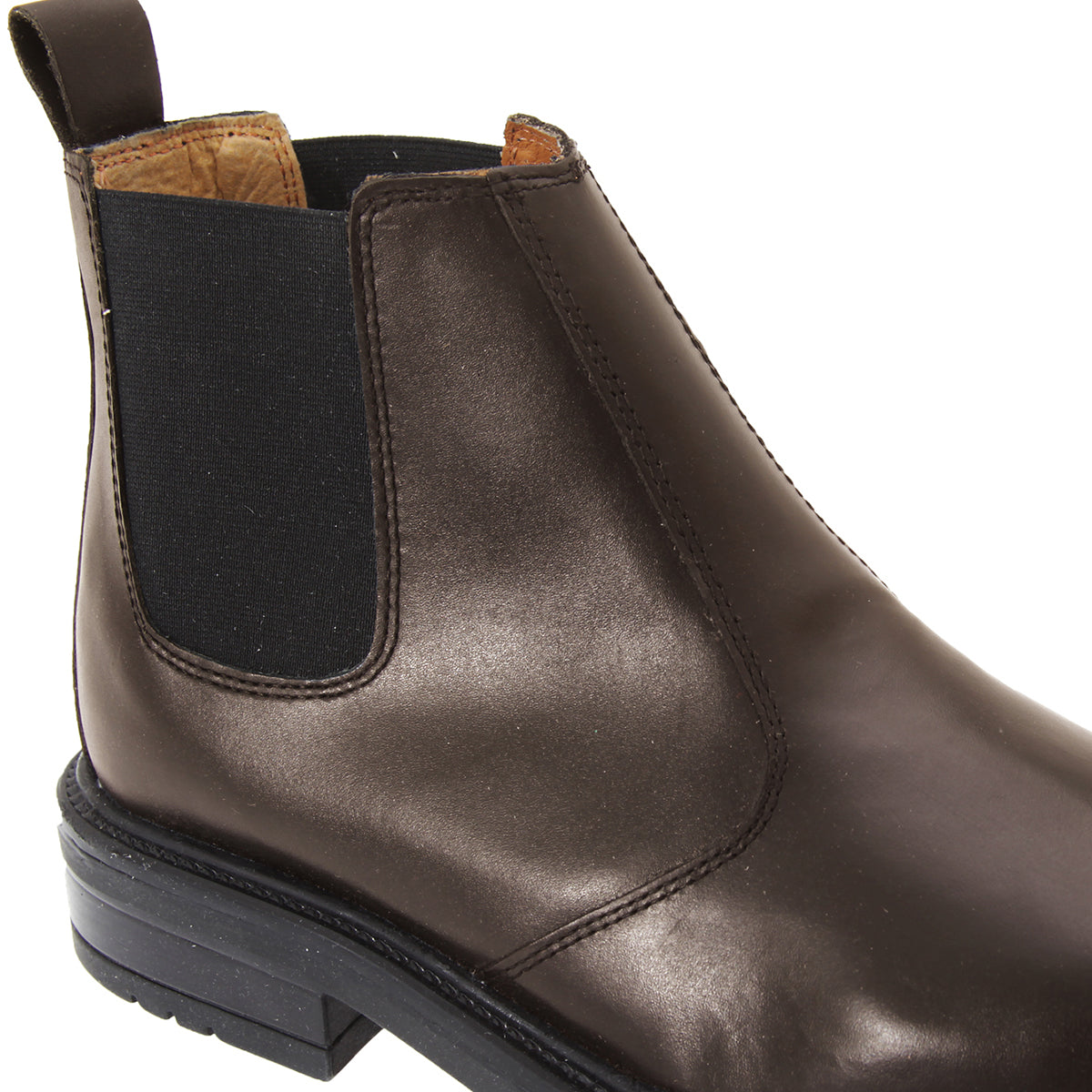 Brown - Back - Roamers Mens Leather Quarter Lining Gusset Chelsea Boots