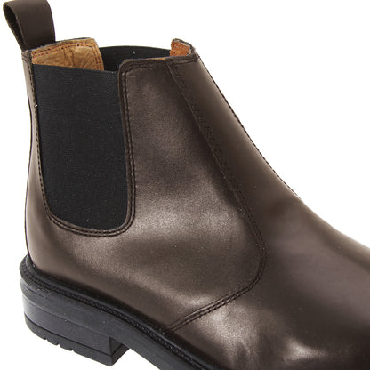Brown - Back - Roamers Mens Leather Quarter Lining Gusset Chelsea Boots