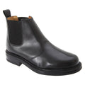 Black - Front - Roamers Mens Leather Quarter Lining Gusset Chelsea Boots