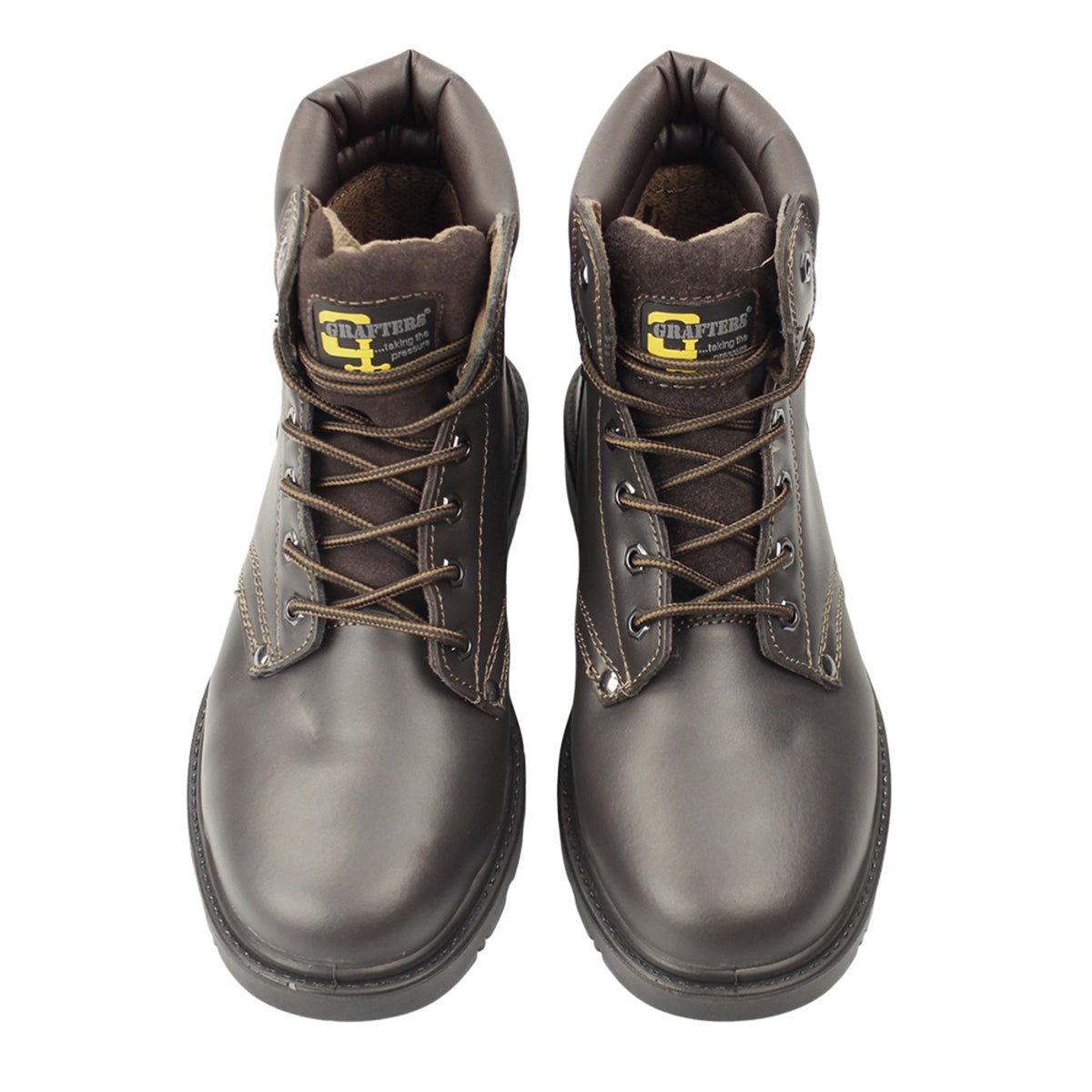 Brown - Front - Grafters Mens Apprentice 6 Eye Safety Toe Cap Boots