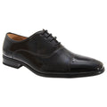 Black Patent - Front - Goor Mens Pleated Cap Oxford Tie Patent Shoes