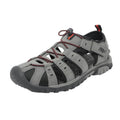 Grey-Red - Back - PDQ Youths Boys Toggle & Touch Fastening Synthetic Nubuck Trail Sandals