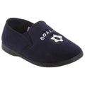 Navy Blue - Front - Zedzzz Kids Boys Midfield Twin Gusset Football Slippers