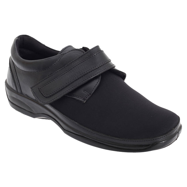 Black - Front - Mod Comfys Womens-Ladies X Wide Orthotics Stretch Comfort Shoes