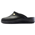 Black - Side - Dek Womens-Ladies Coated Leather Clogs