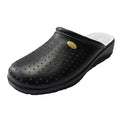 Black - Close up - Dek Womens-Ladies Coated Leather Clogs