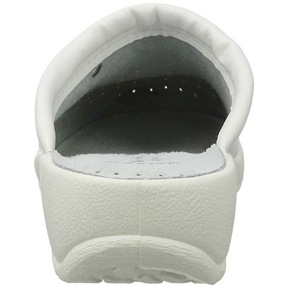 White - Pack Shot - Dek Womens-Ladies Coated Leather Clogs